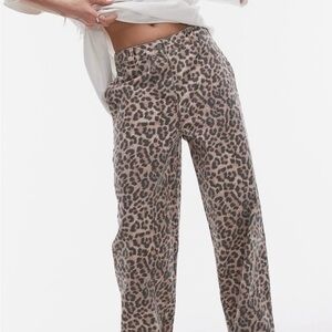 Topshop Leopard Print Barrel Jeans